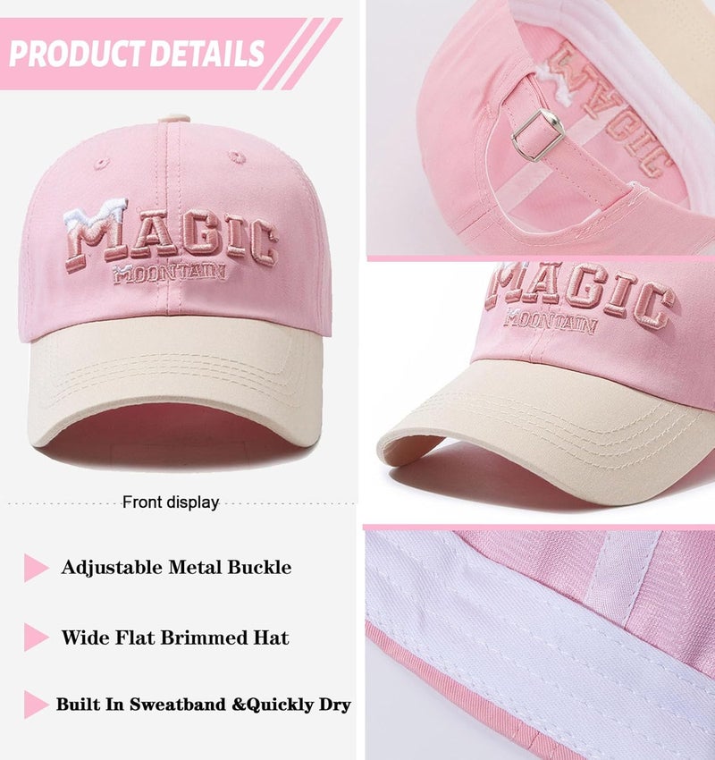 viofre Embroidery Kids Girls Baseball Hat Pink Cotton Kids Hats Toddler Girl Girls Baseball Cap Cute Toddler Sun Ball Cap Girl Hats - Image 3